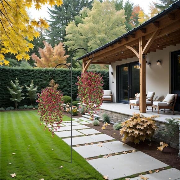 Fake Artificial Flowers with Hanging Basket for Outdoor Fall Decoration - Picture 5 of 7